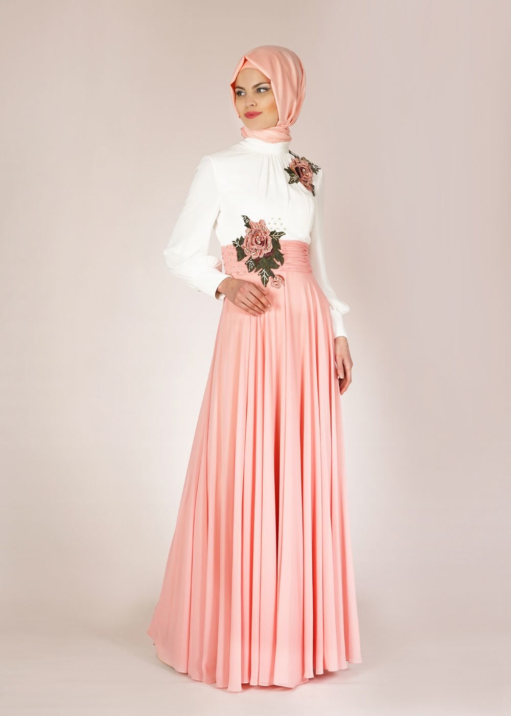 Tesettür giyim PUDRA 5054 New Multi Şifon Tesettür  Abiye