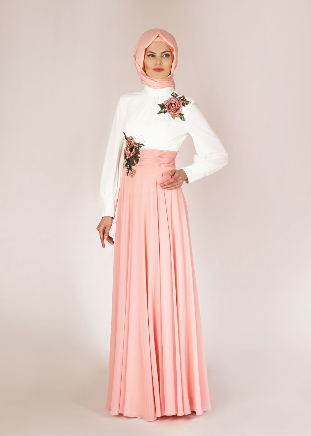 Tesettür giyim PUDRA 5054 New Multi Şifon Tesettür  Abiye
