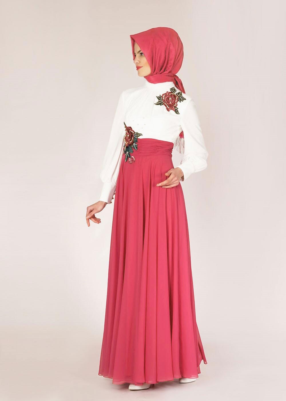 Tesettür giyim MERCAN 5054 New Multi Şifon Tesettür  Abiye