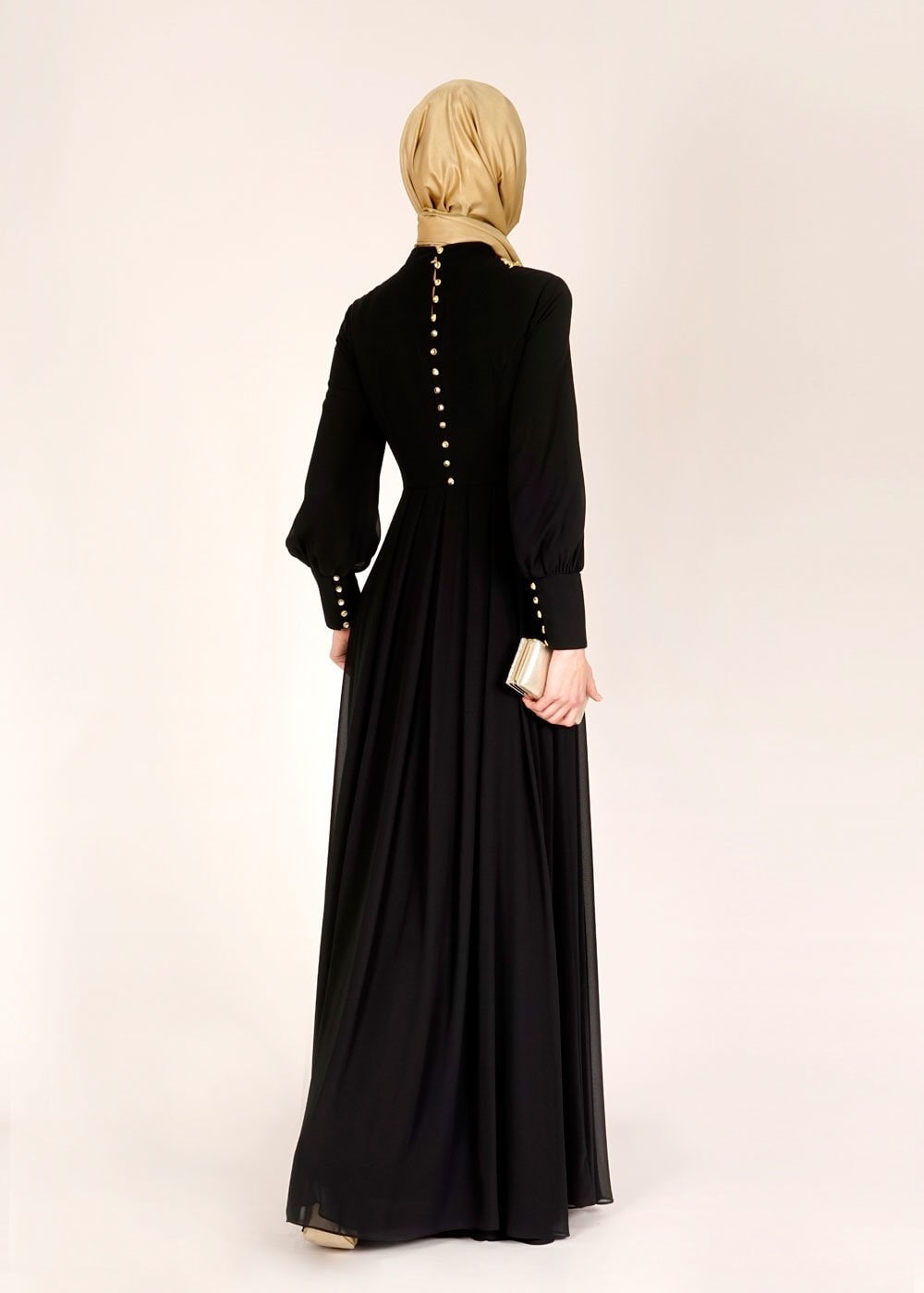 Tesettür giyim SİYAH 5055 New Multi Şifon Tesettür Abiye