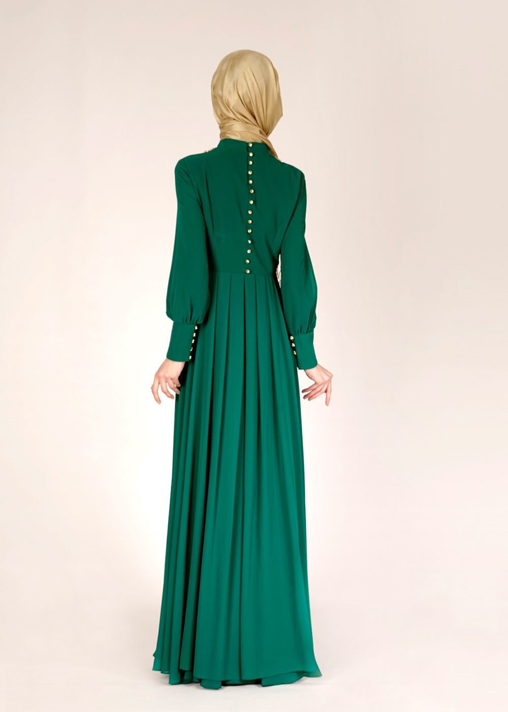 Tesettür giyim YEŞİL 5055 New Multi Şifon Tesettür Abiye