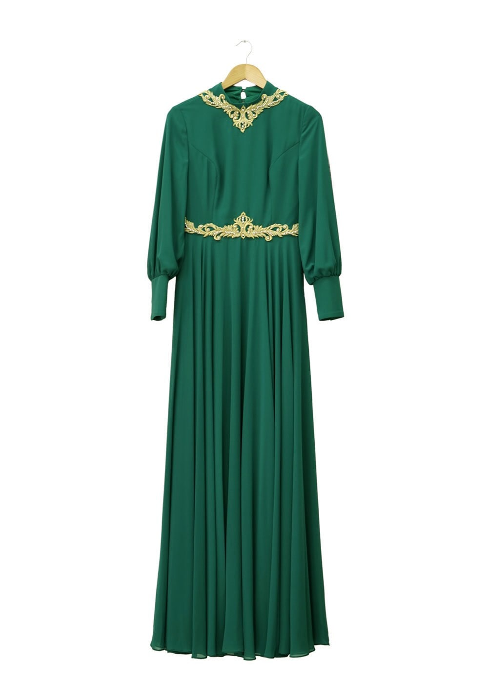 Tesettür giyim YEŞİL 5055 New Multi Şifon Tesettür Abiye