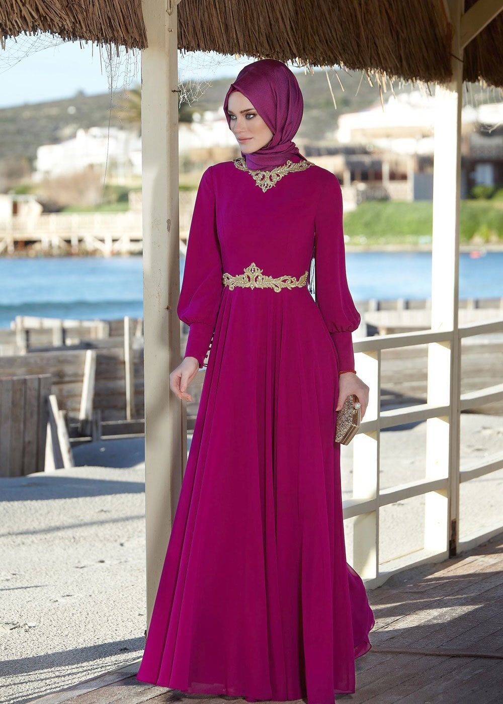 Tesettür giyim MOR 5055 New Multi Şifon Tesettür Abiye