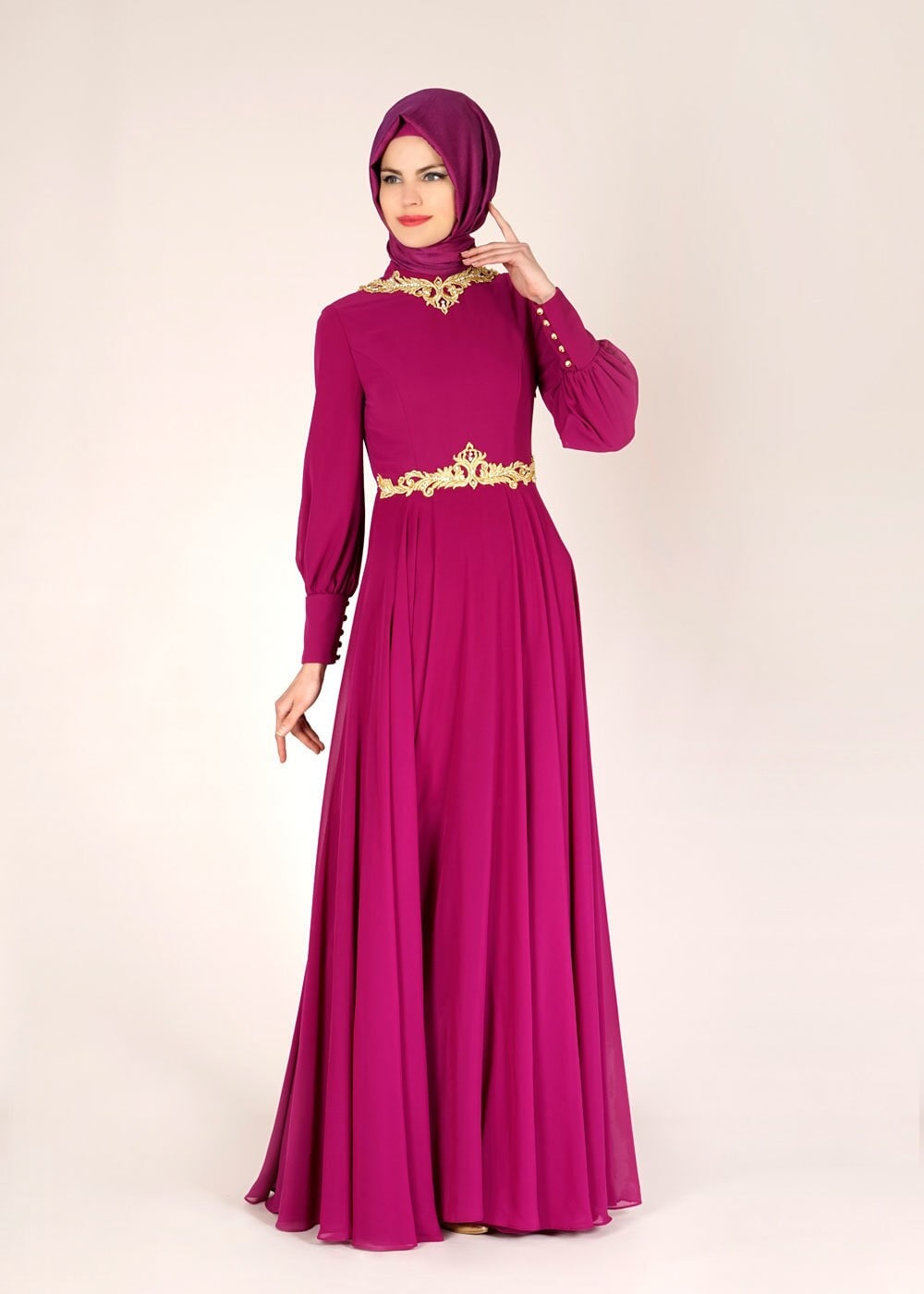 Tesettür giyim MOR 5055 New Multi Şifon Tesettür Abiye