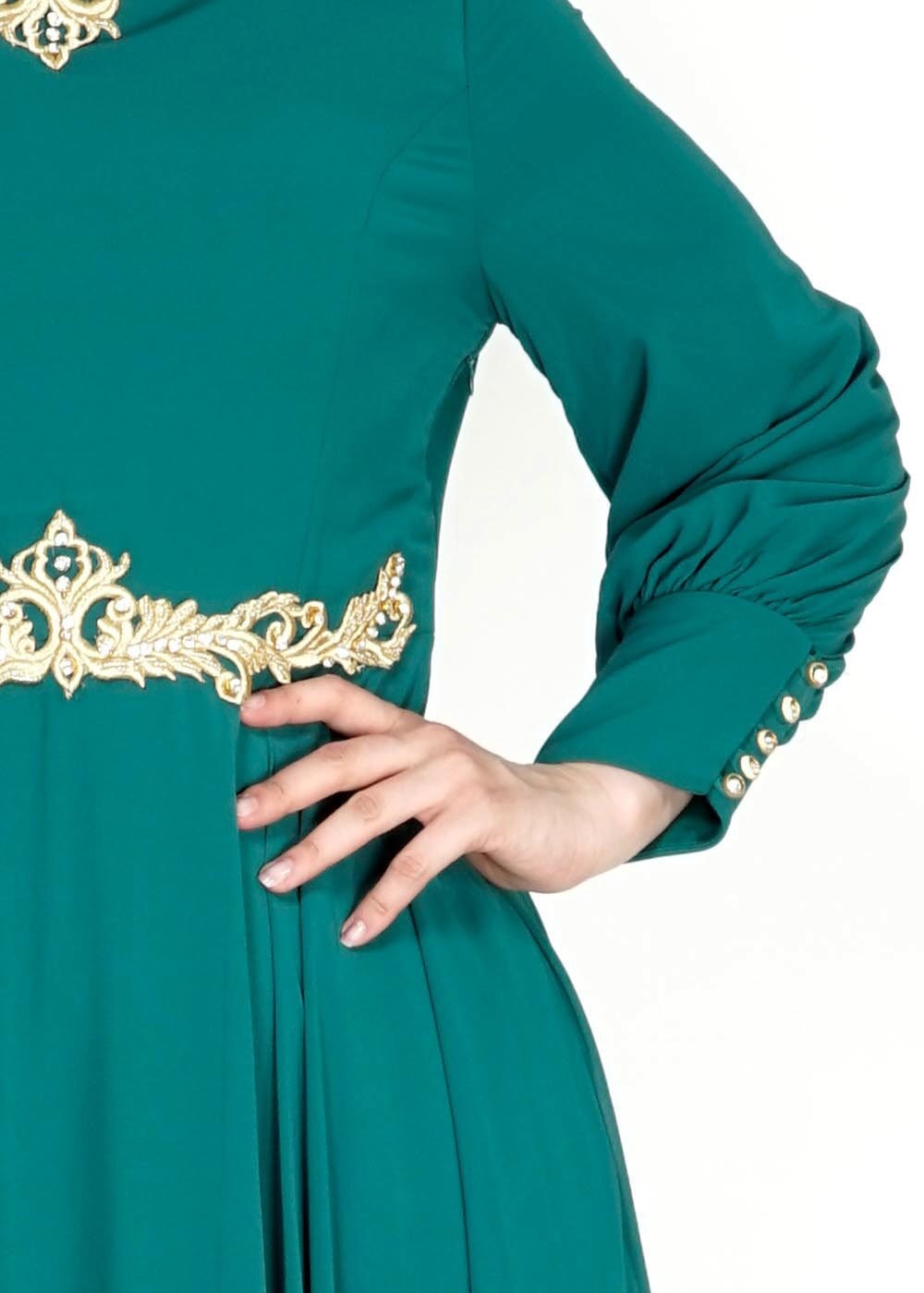 Tesettür giyim YEŞİL 5056 New Multi Şifon Tesettür Abiye