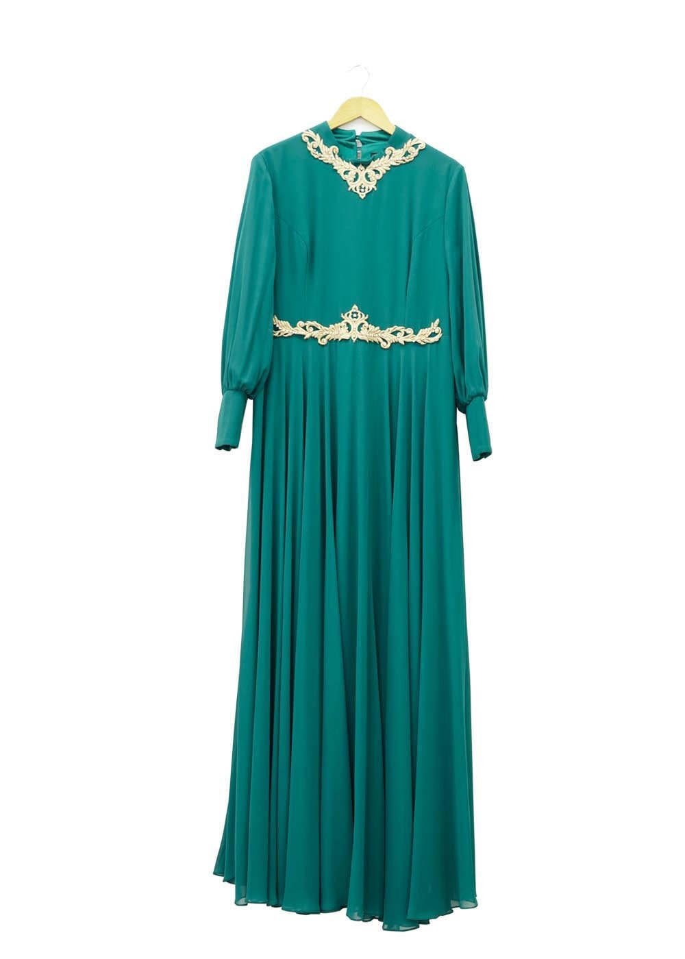 Tesettür giyim YEŞİL 5056 New Multi Şifon Tesettür Abiye