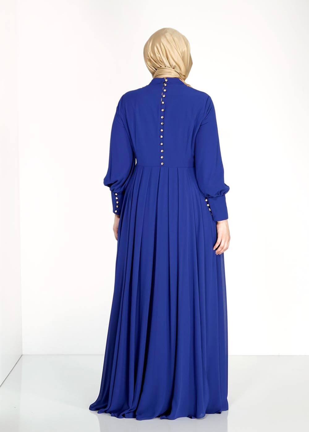 Tesettür giyim MAVİ 5056 New Multi Şifon Tesettür Abiye