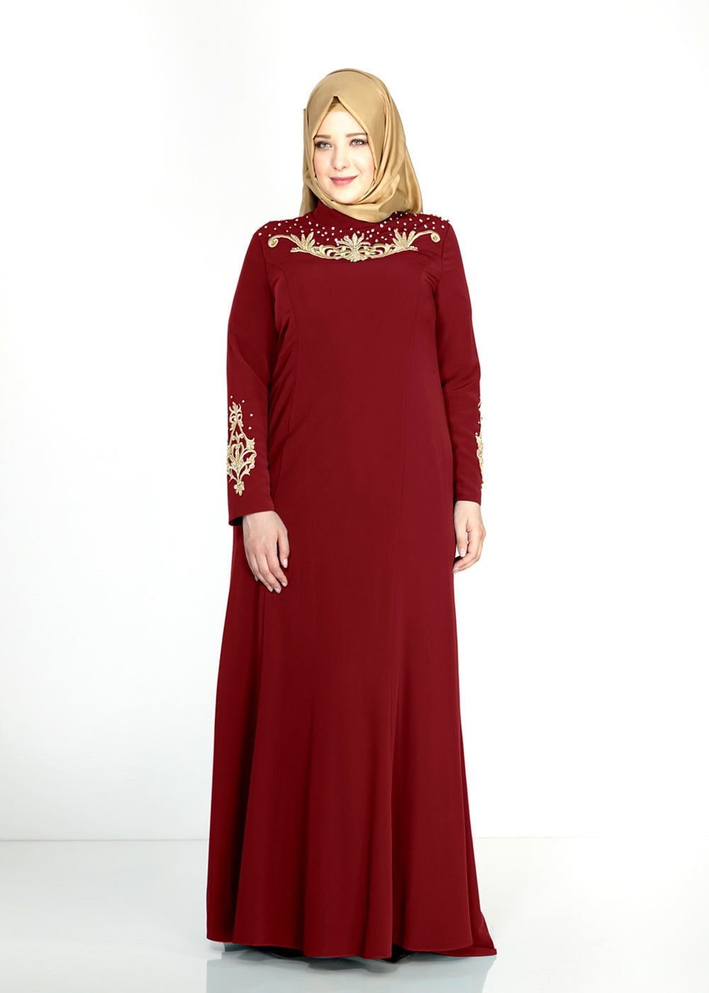 Tesettür giyim BORDO 5058 Criss Tesettür Abiye