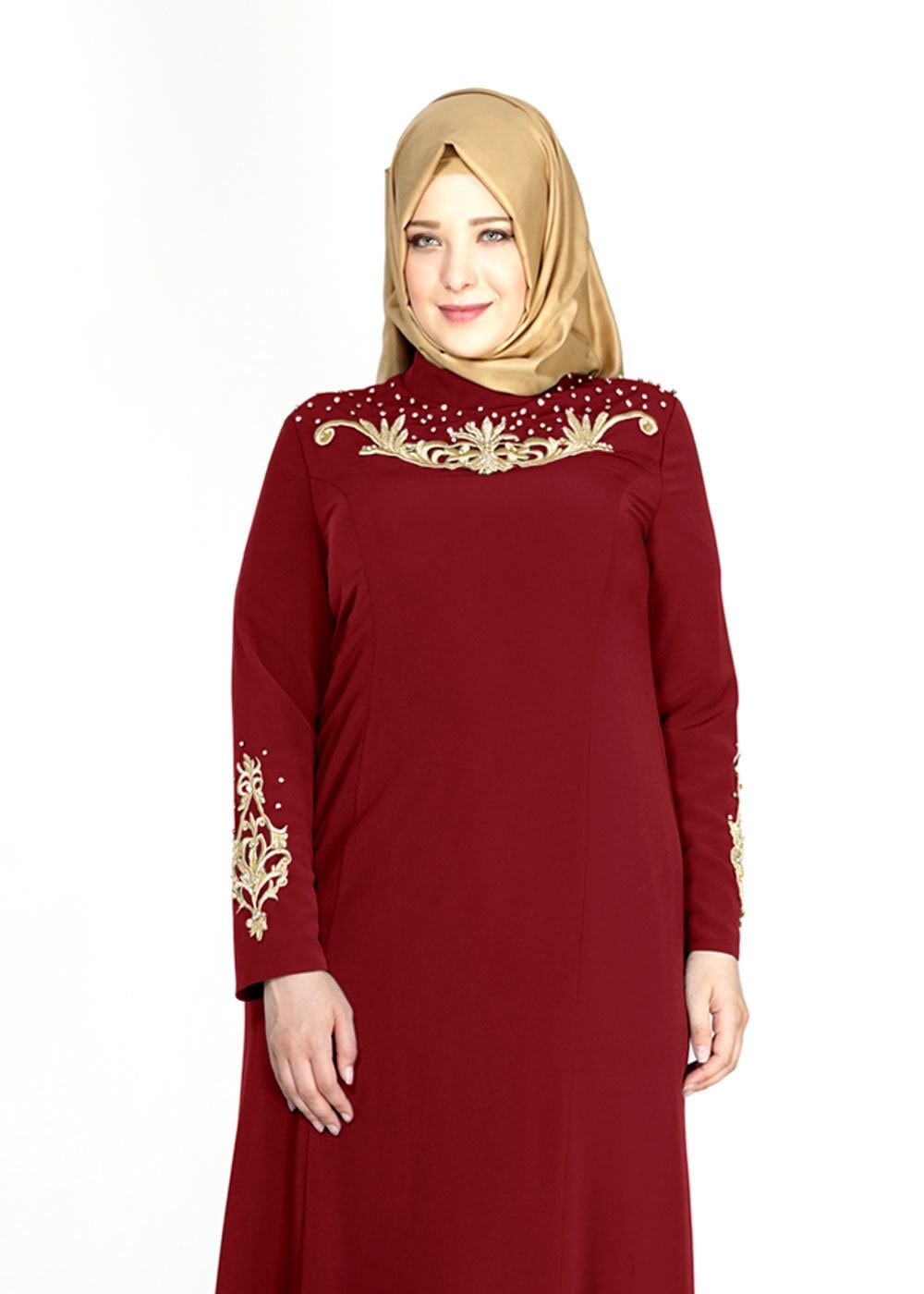 Tesettür giyim BORDO 5058 Criss Tesettür Abiye