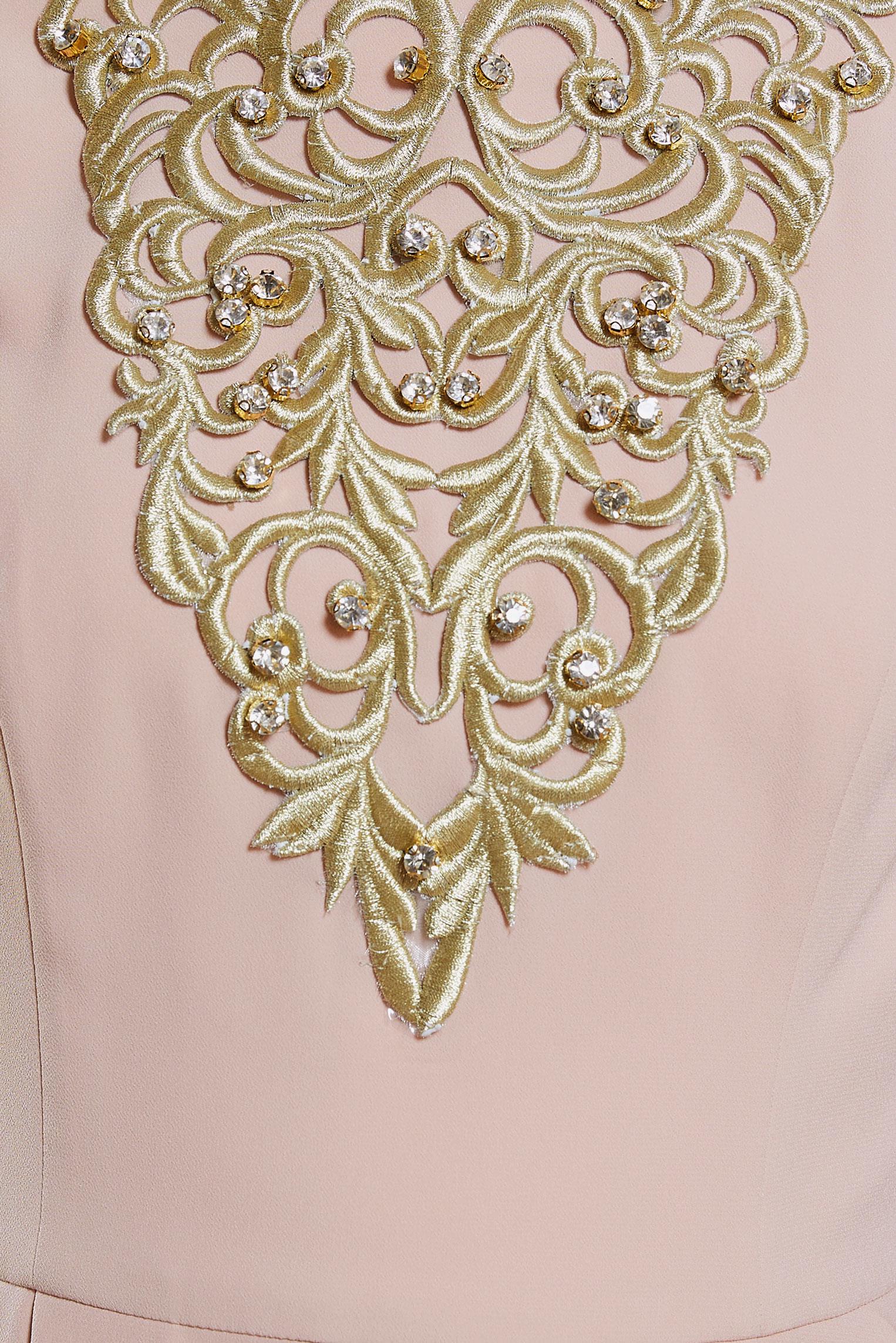 Tesettür giyim PUDRA İŞLEME DETAYLI VOLANLI ABİYE 5059 