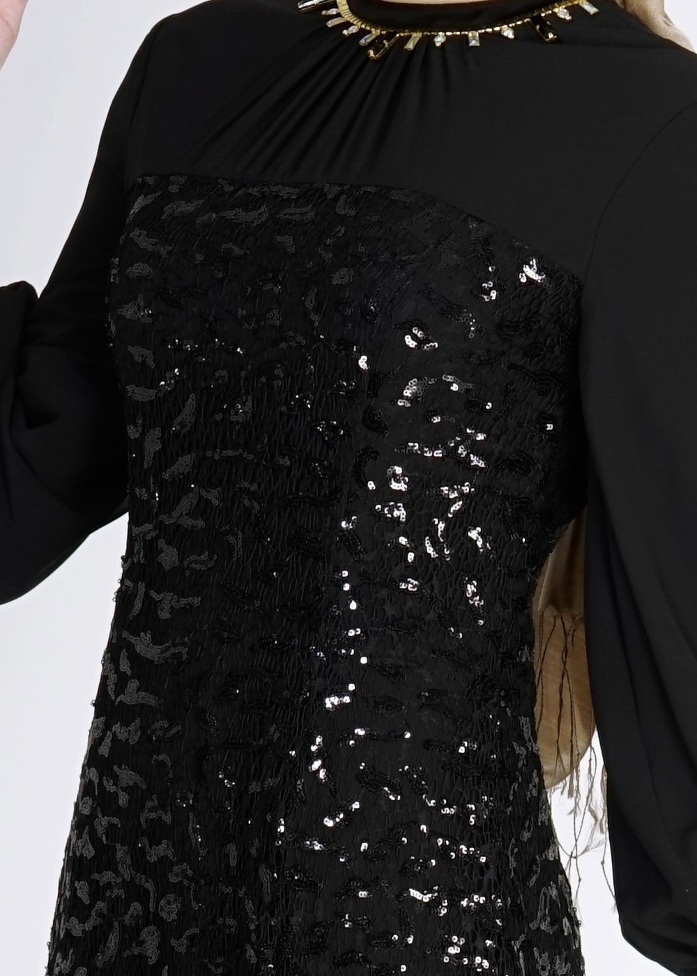 Tesettür giyim SİYAH 5063 New Multi Şifon Tesettür Abiye