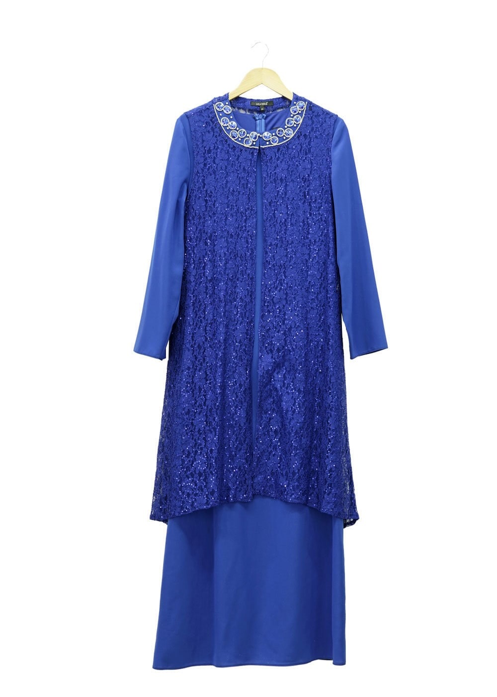 Tesettür giyim LACİVERT 5067 İndila 2Lİ Tesettür Elbiseli Abiye