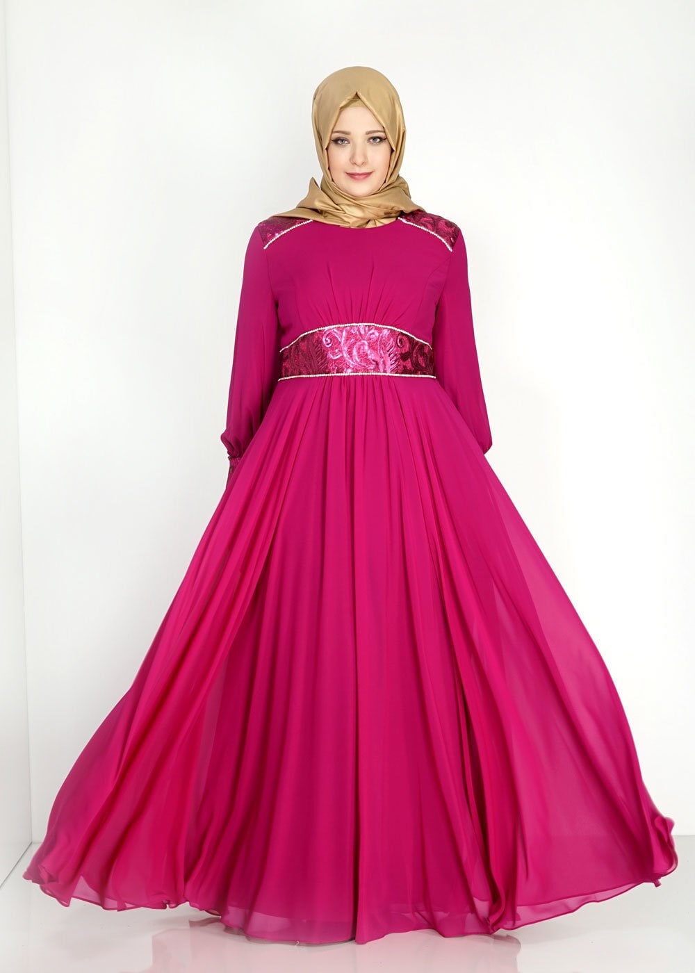 Tesettür giyim MOR 5069 New Multi Şifon Tesettür Abiye