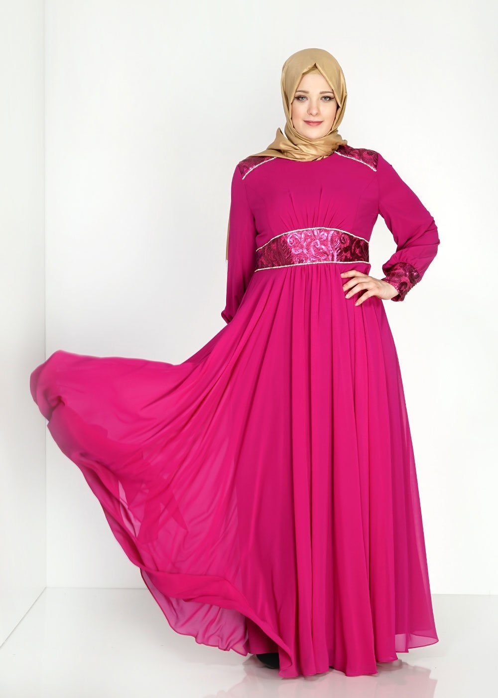 Tesettür giyim MOR 5069 New Multi Şifon Tesettür Abiye