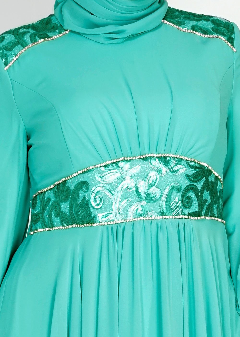 Tesettür giyim YEŞİL 5069 New Multi Şifon Tesettür Abiye