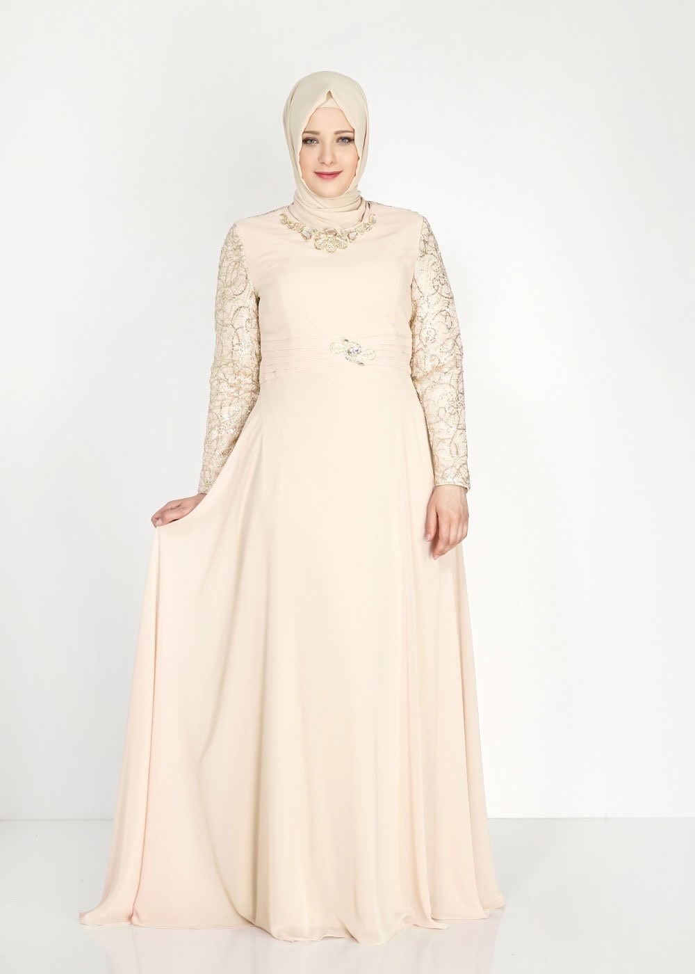 Tesettür giyim BEJ 5081 New Multi Şifon Tesettür Abiye