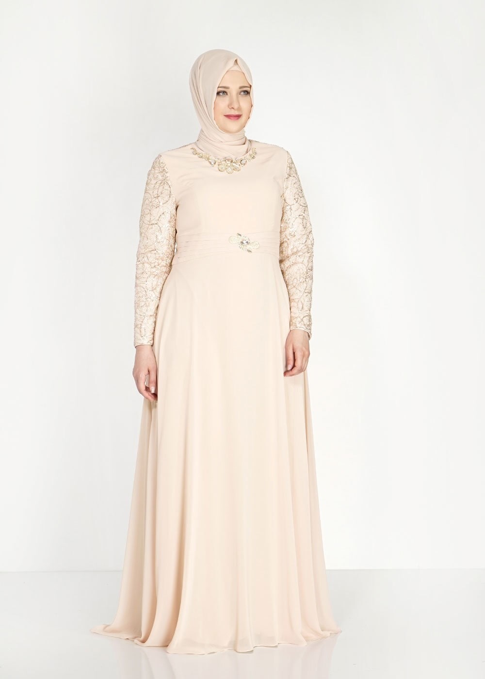 Tesettür giyim BEJ 5081 New Multi Şifon Tesettür Abiye