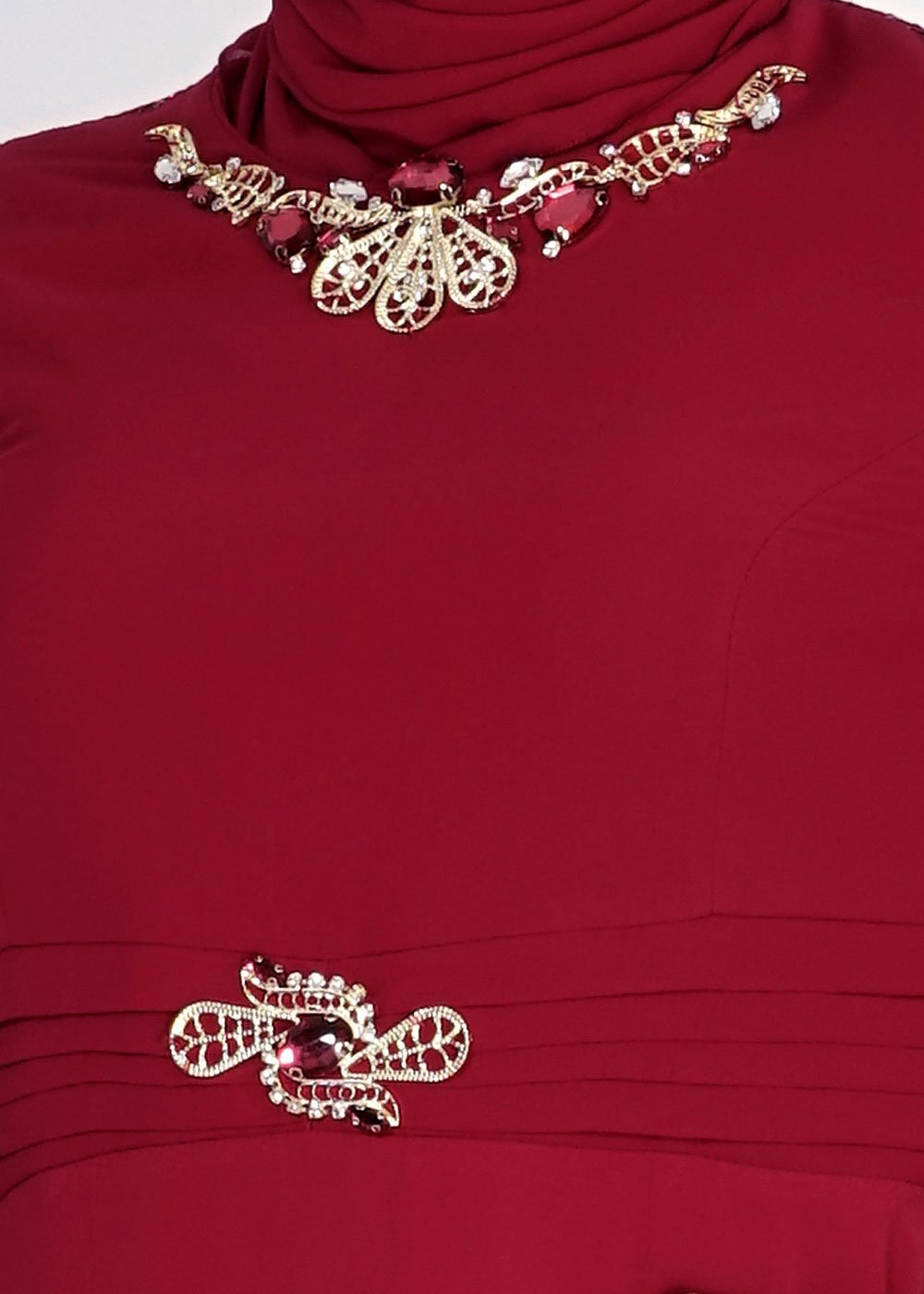 Tesettür giyim BORDO 5081 New Multi Şifon Tesettür Abiye