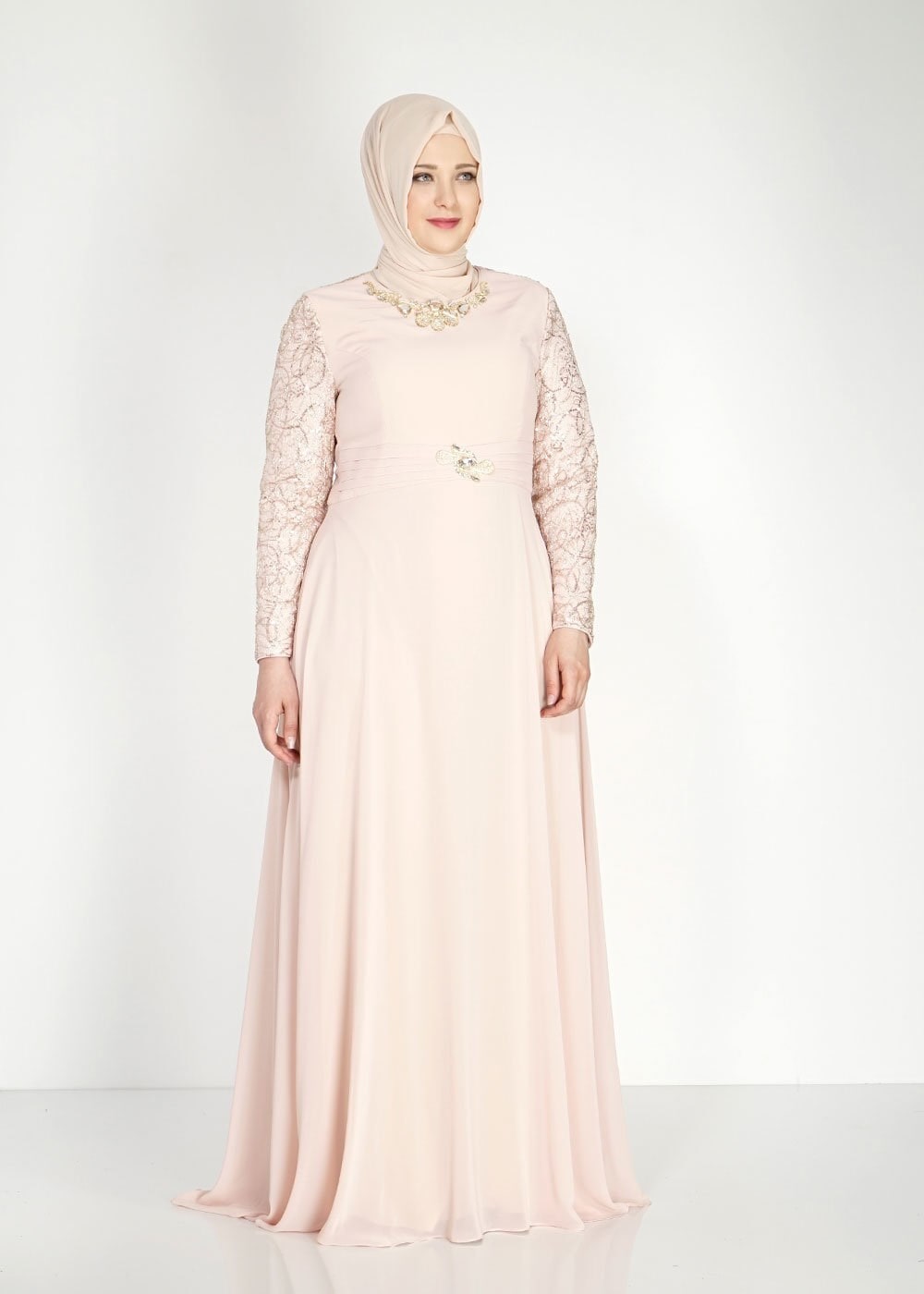 Tesettür giyim PUDRA 5081 New Multi Şifon Tesettür Abiye