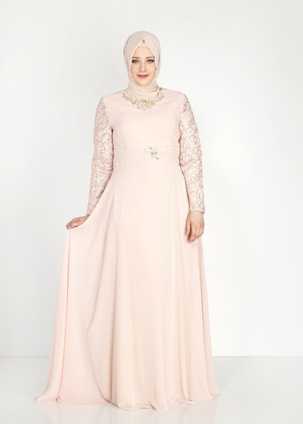 Tesettür giyim PUDRA 5081 New Multi Şifon Tesettür Abiye