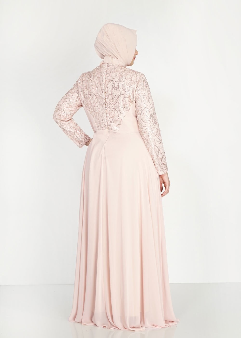 Tesettür giyim PUDRA 5081 New Multi Şifon Tesettür Abiye