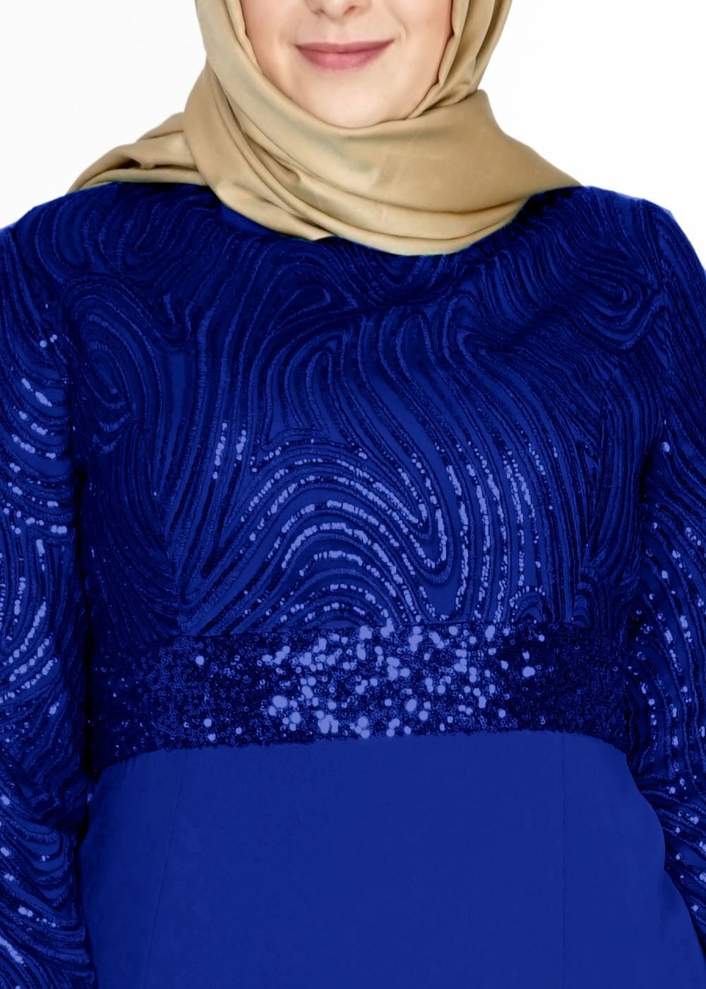 Tesettür giyim LACİVERT PUL PAYETLİ ABİYE ELBİSE 5084