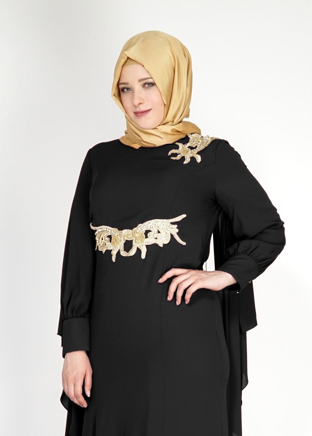 Tesettür giyim SİYAH 5092 Sisley Tesettür Tesettür Abiye