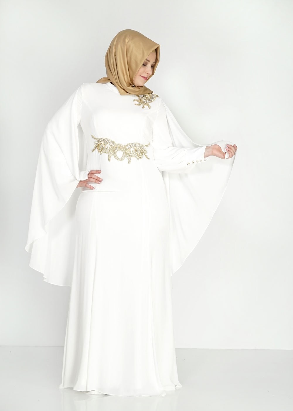 Tesettür giyim BEYAZ 5092 Sisley Tesettür Tesettür Abiye