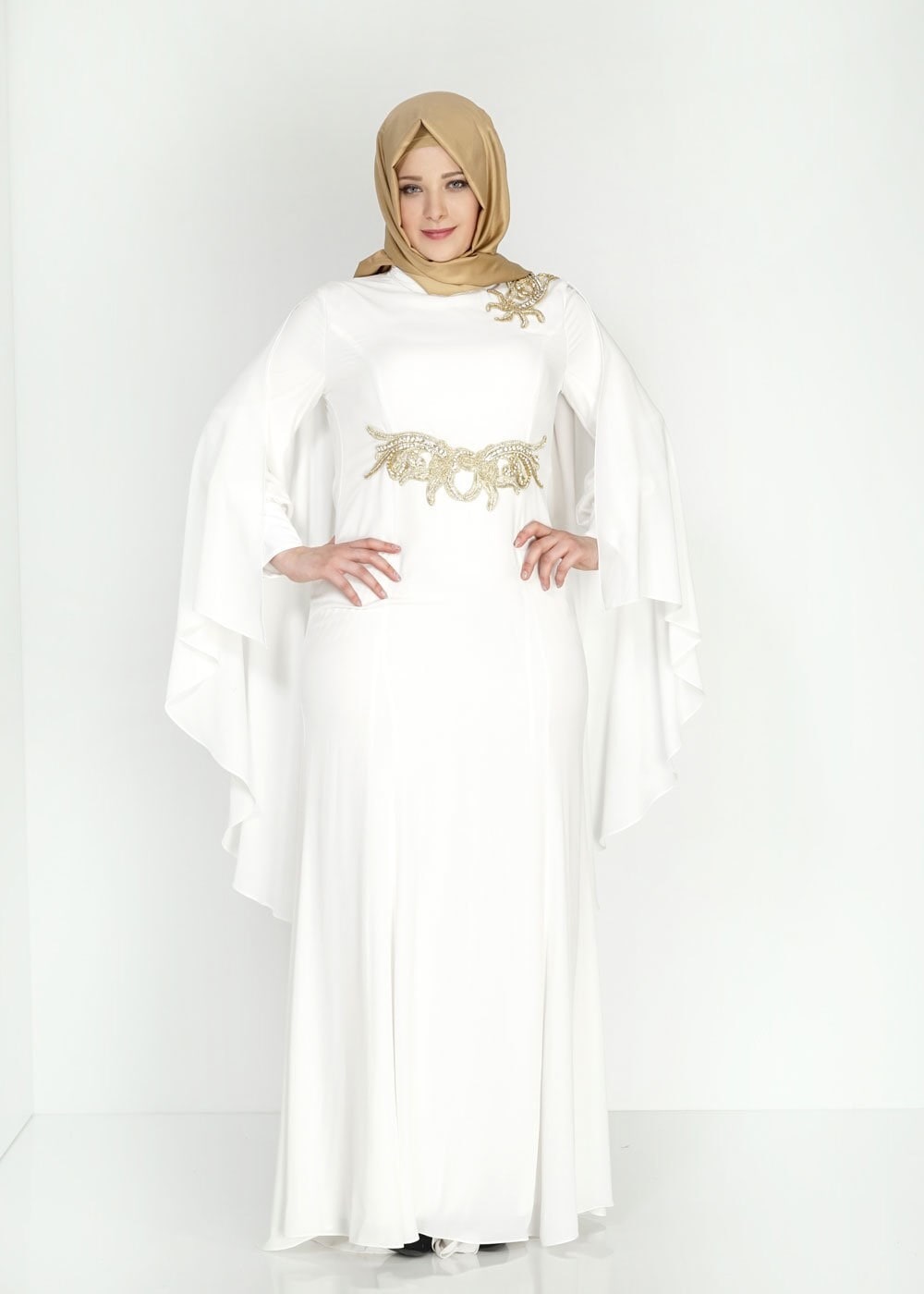 Tesettür giyim BEYAZ 5092 Sisley Tesettür Tesettür Abiye