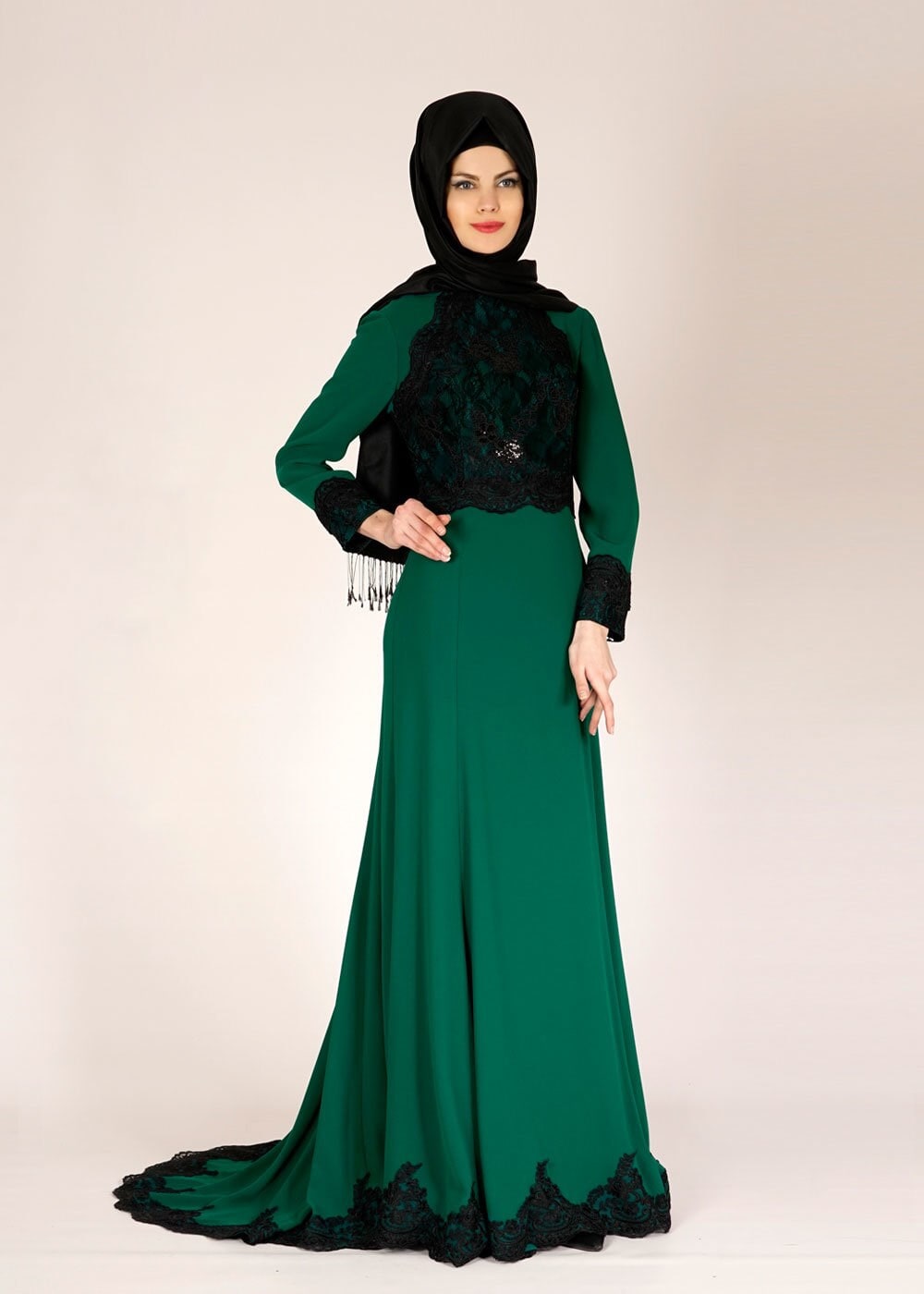 Tesettür giyim YEŞİL 5100 Suzanna Tesettür  Abiye