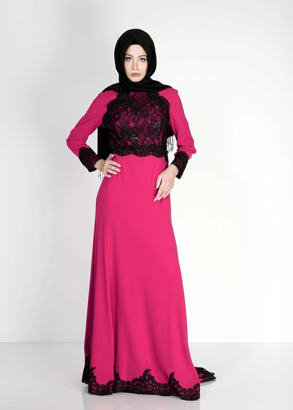 Tesettür giyim FUŞYA 5100 Suzanna Tesettür  Abiye
