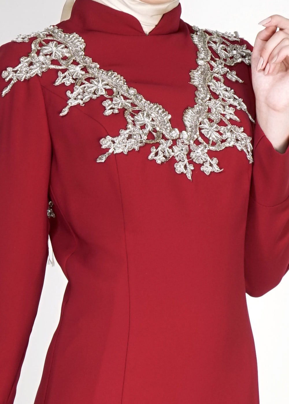 Tesettür giyim KIRMIZI 5101 Suzanna Tesettür  Abiye Elbise