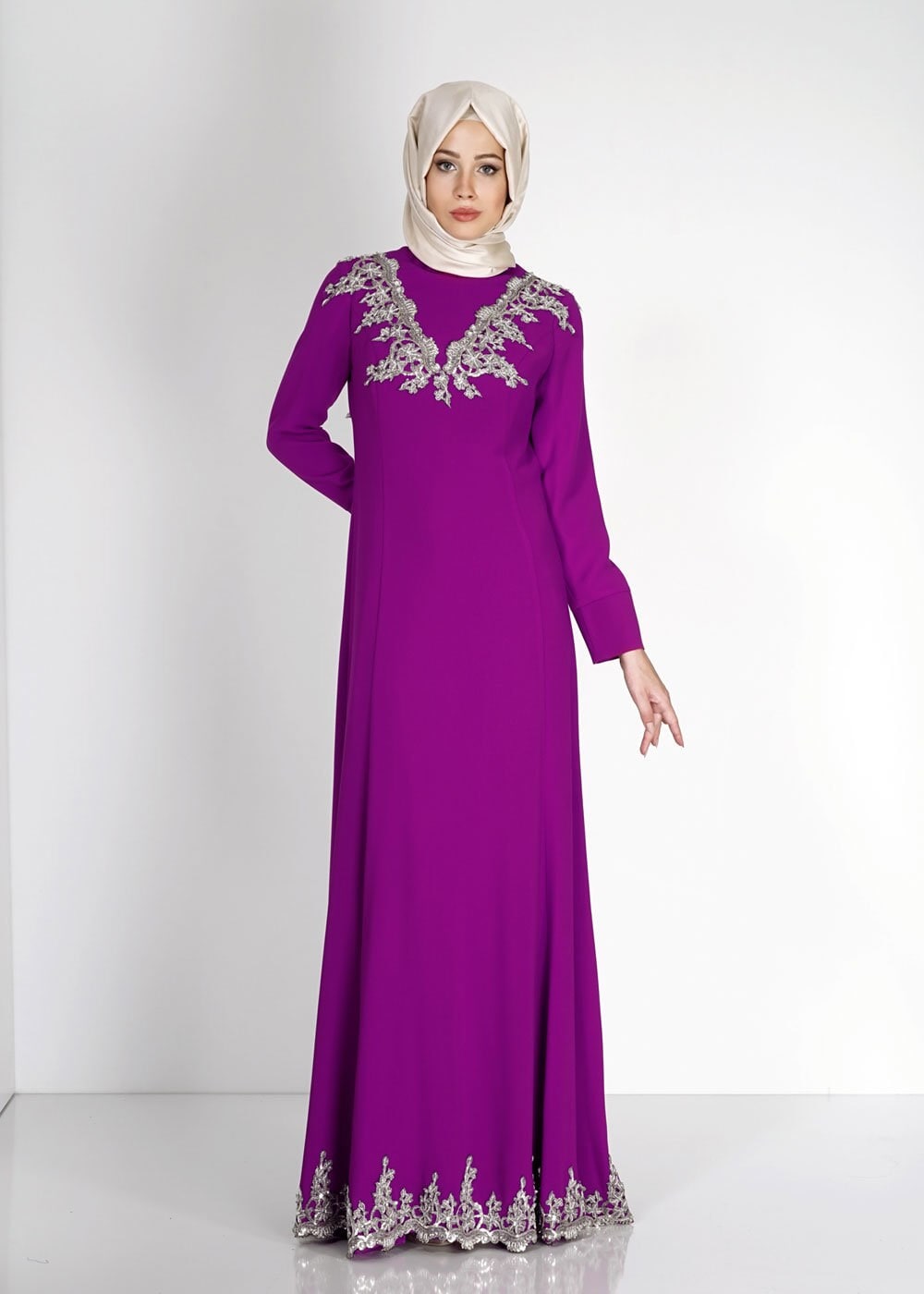 Tesettür giyim MOR 5101 Suzanna Tesettür  Abiye Elbise