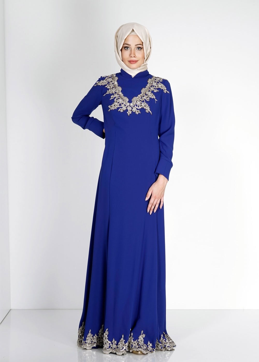 Tesettür giyim LACİVERT 5101 Suzanna Tesettür  Abiye Elbise