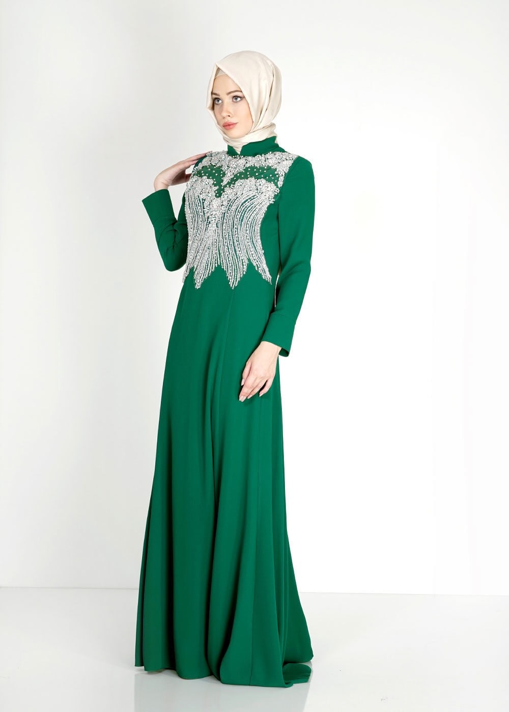 Tesettür giyim YEŞİL 5103 Suzana Tesettür Abiye