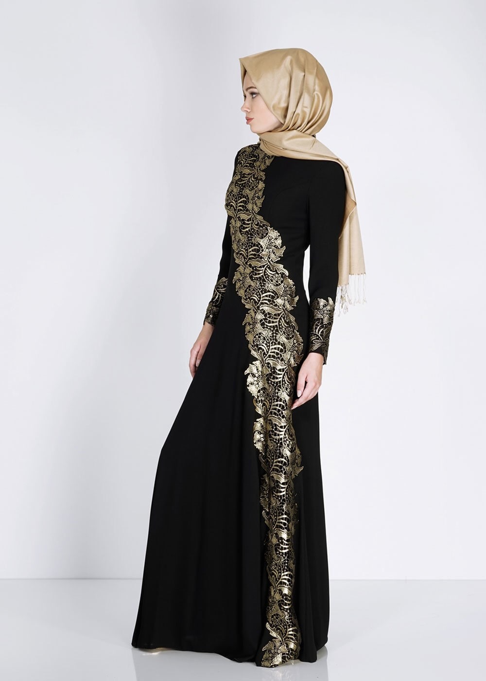 Tesettür giyim SİYAH 5107 Suzanna Tesettür Abiye