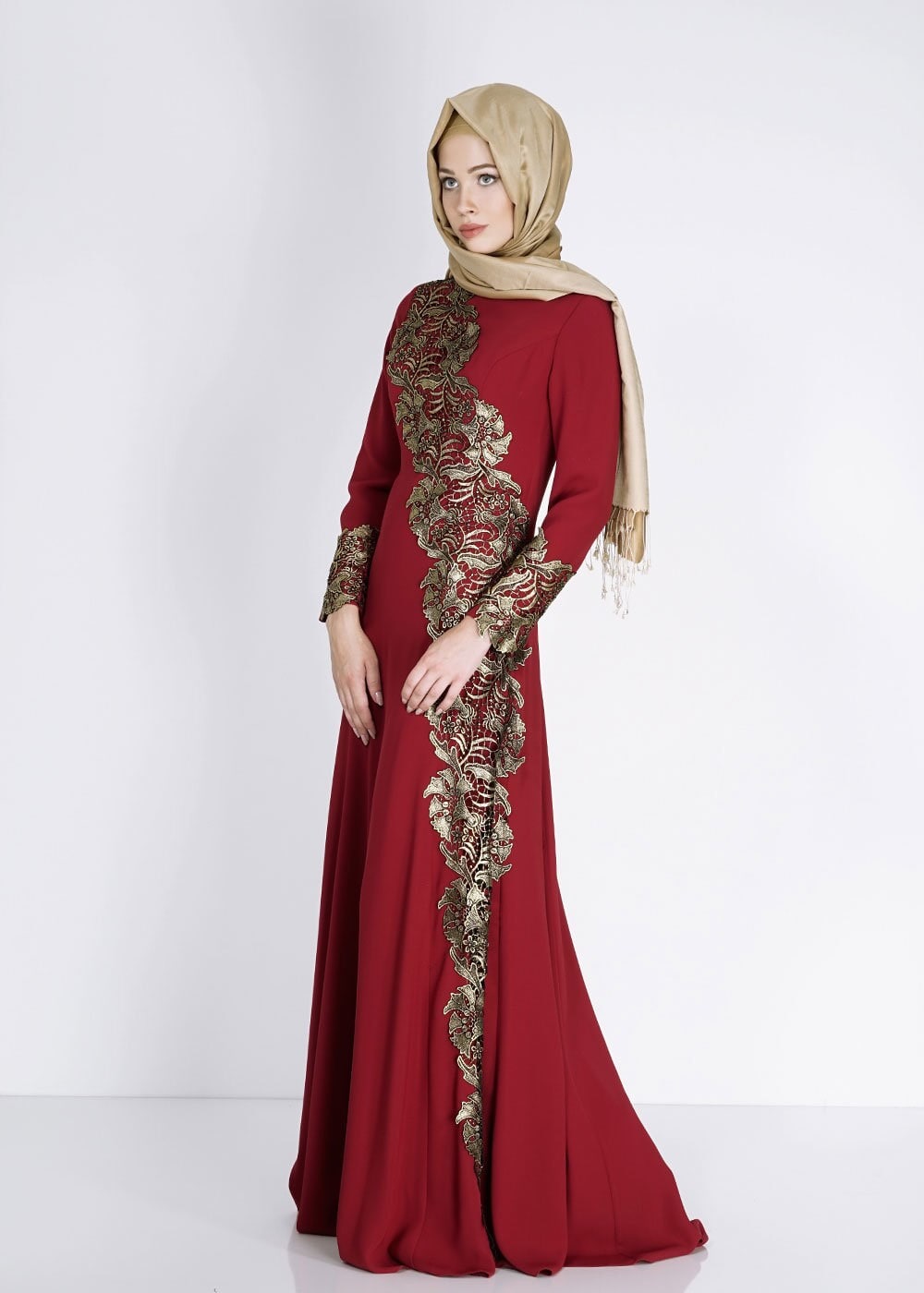 Tesettür giyim BORDO 5107 Suzanna Tesettür Abiye