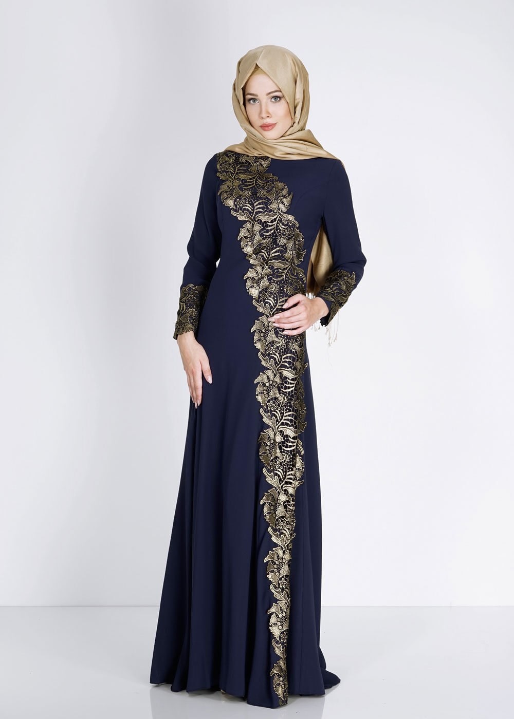 Tesettür giyim LACİVERT 5107 Suzanna Tesettür Abiye