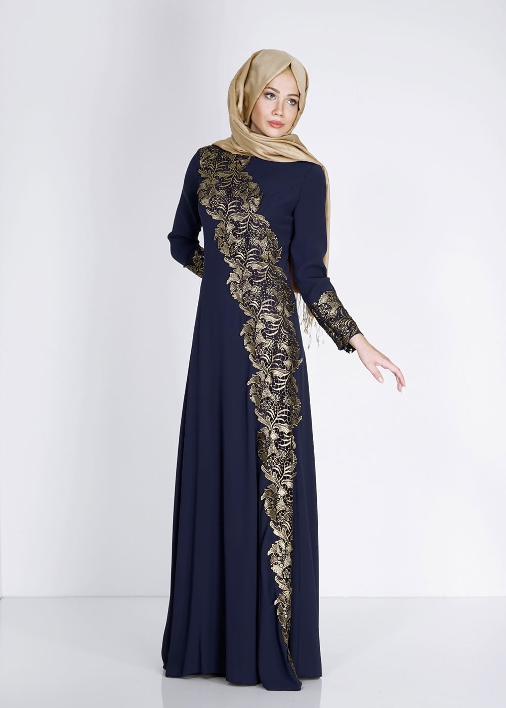 Tesettür giyim LACİVERT 5107 Suzanna Tesettür Abiye