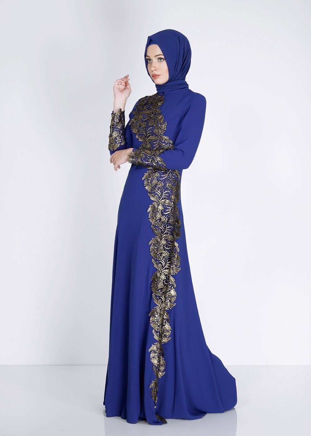 Tesettür giyim LACİVERT 5107 Suzanna Tesettür Abiye