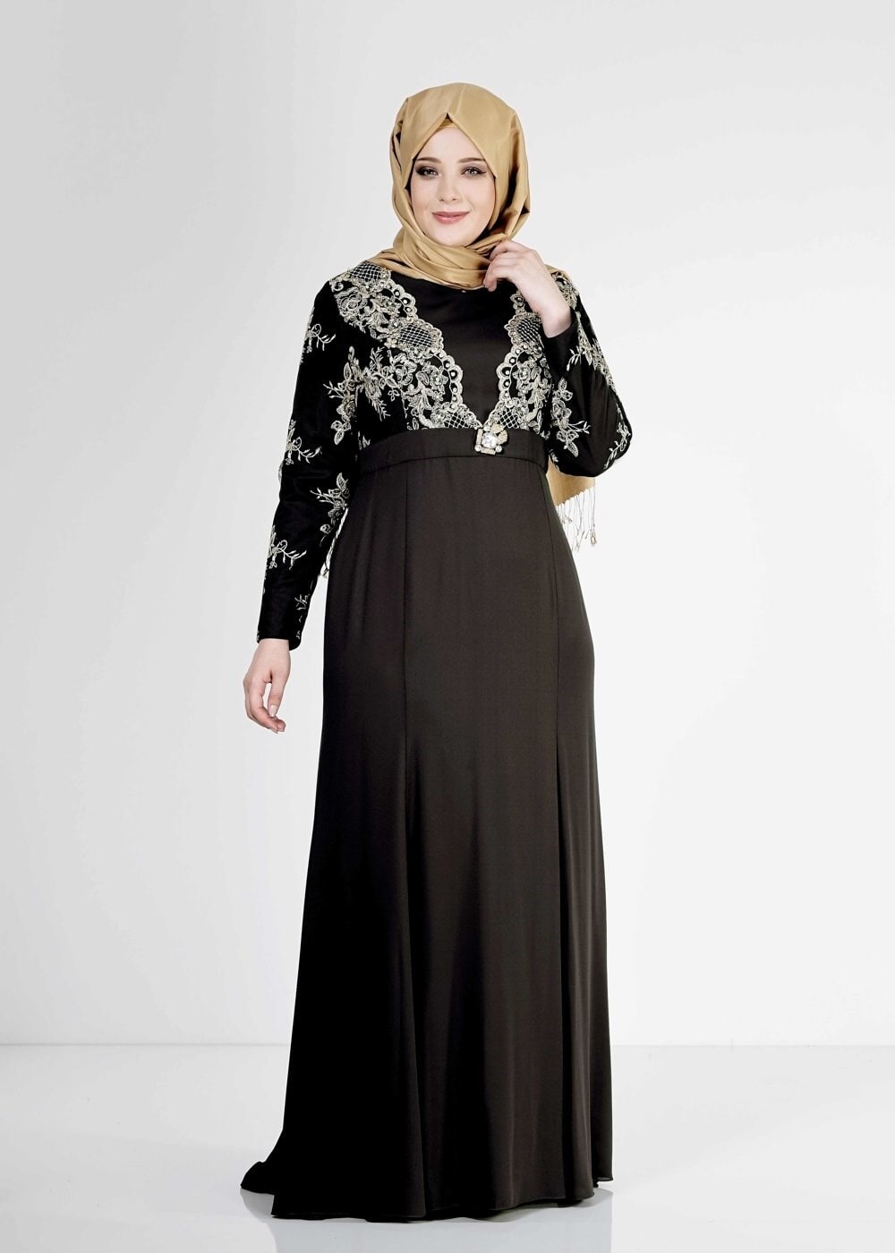 Tesettür giyim SİYAH 5116 Sisley Tesettür  Abiye