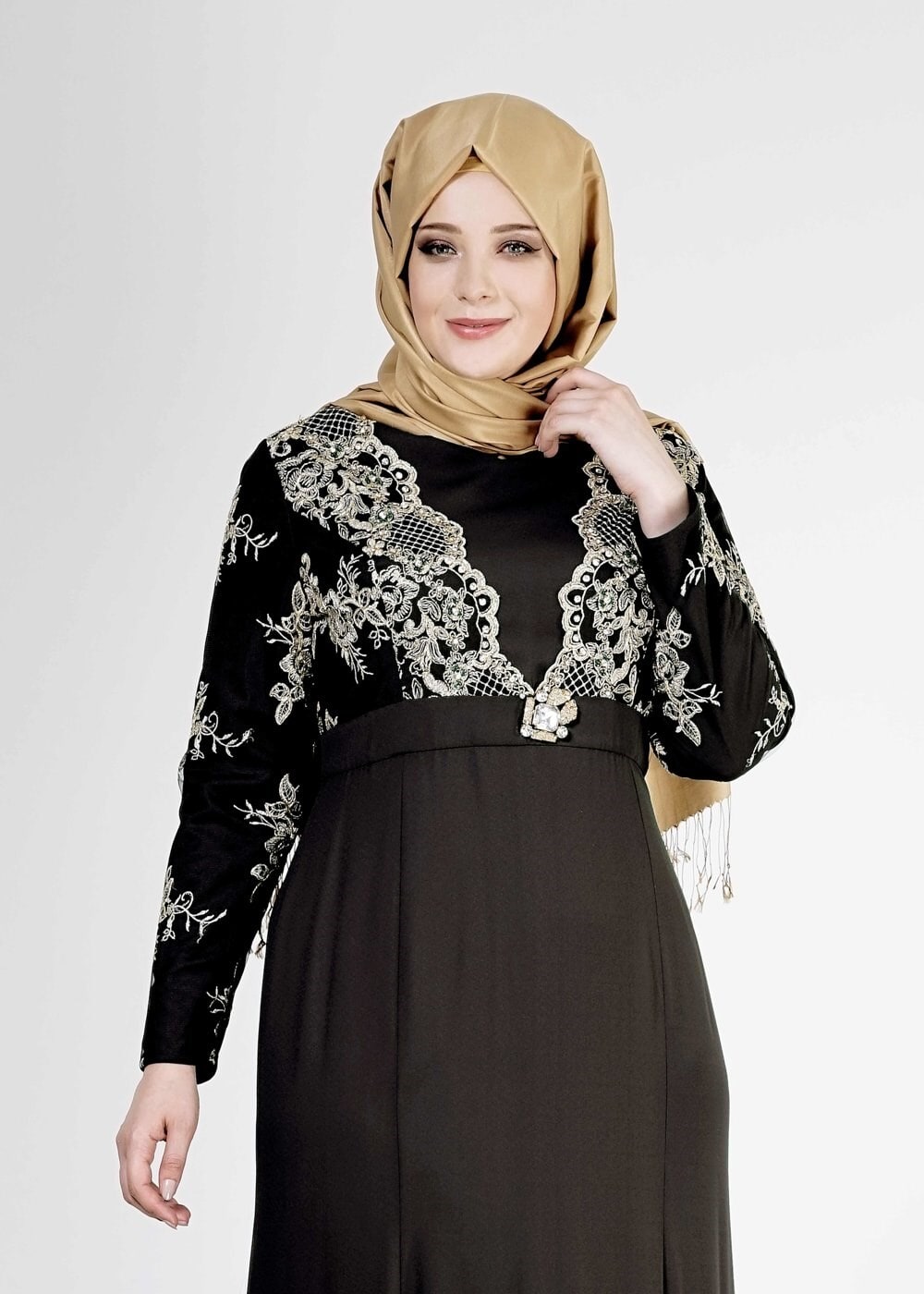 Tesettür giyim SİYAH 5116 Sisley Tesettür  Abiye