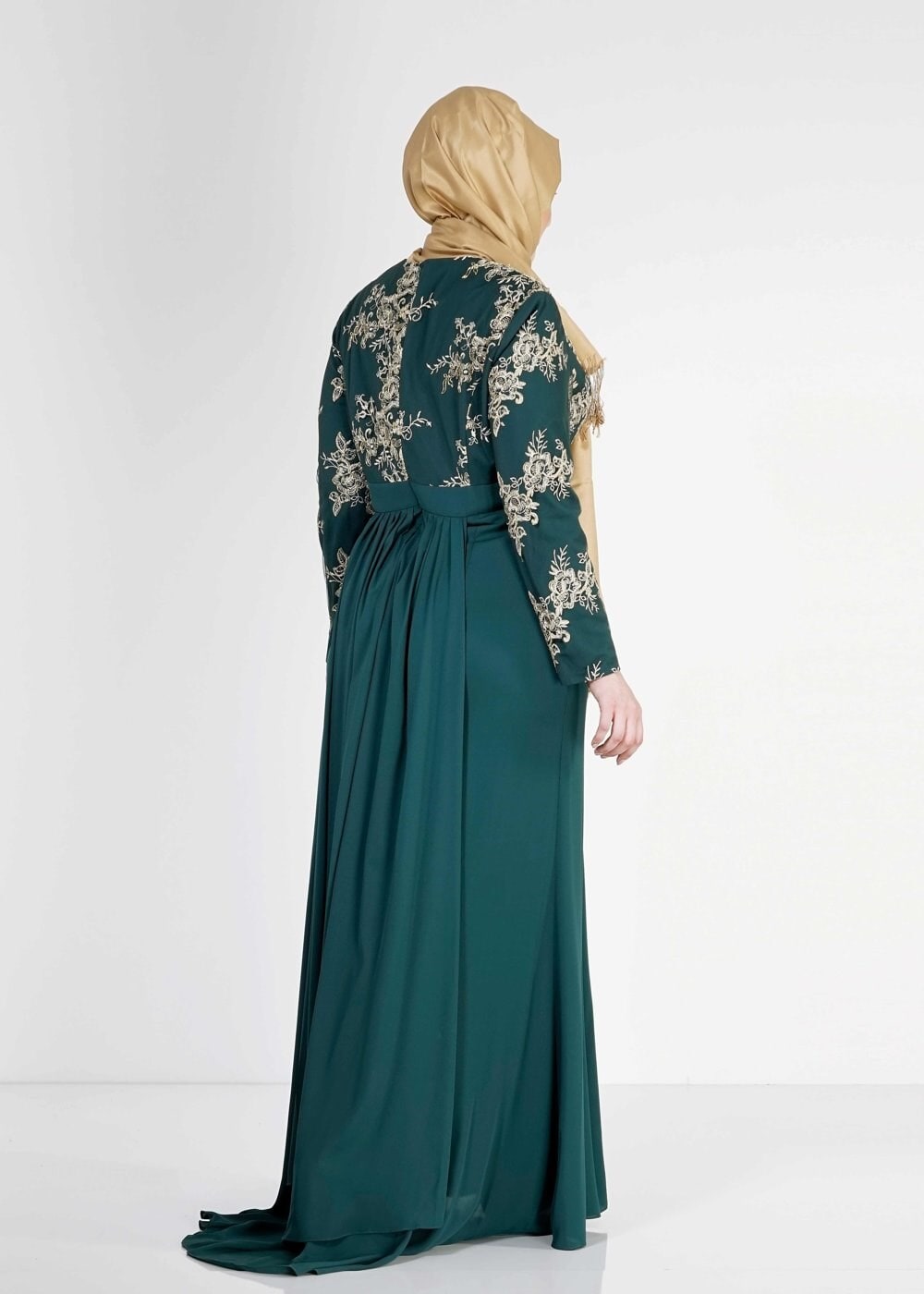 Tesettür giyim YEŞİL 5116 Sisley Tesettür  Abiye