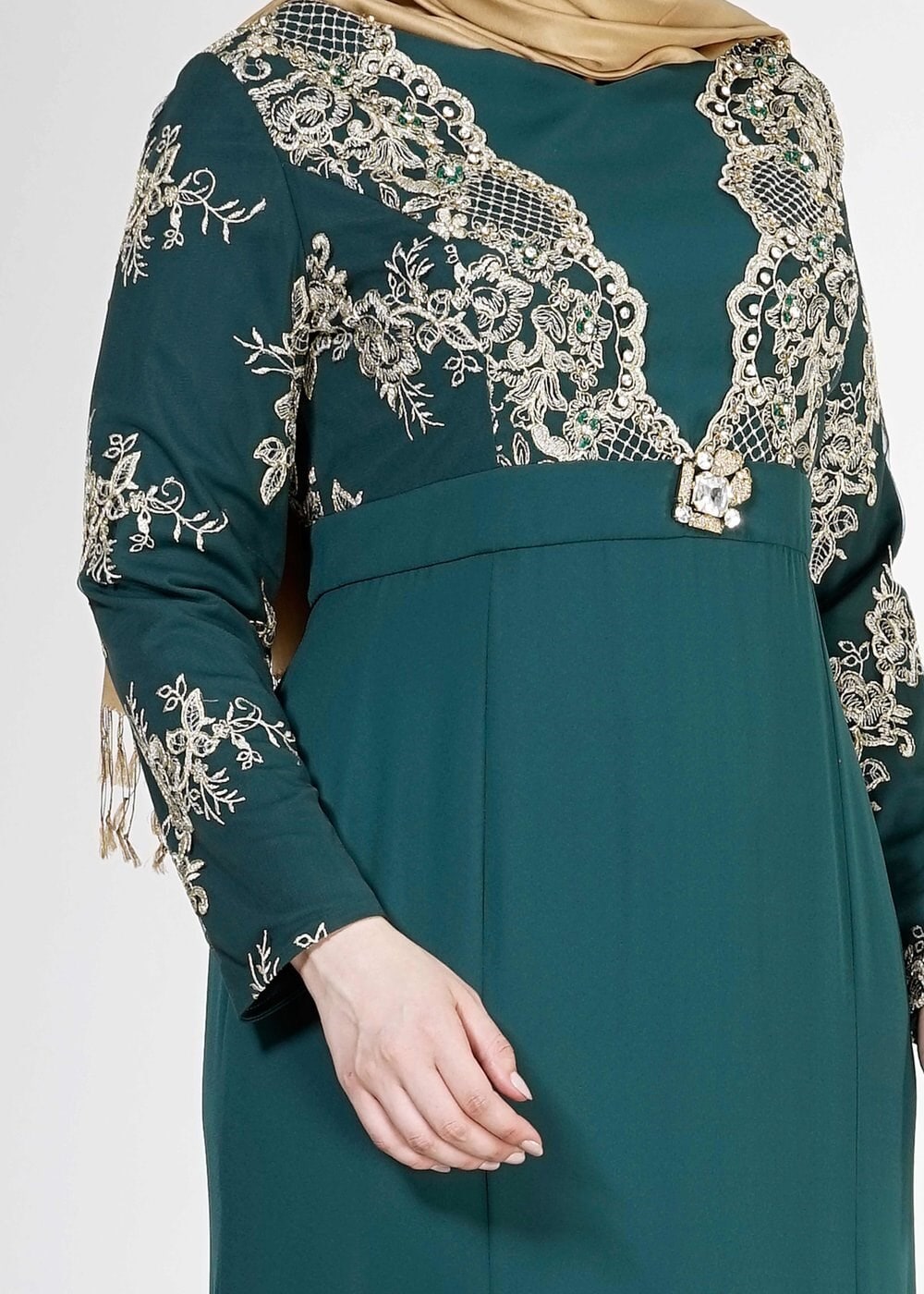 Tesettür giyim YEŞİL 5116 Sisley Tesettür  Abiye