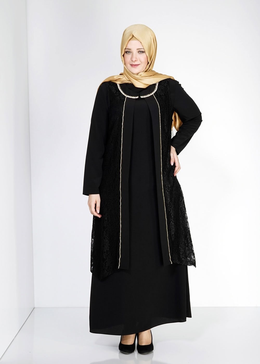 Tesettür giyim SİYAH 5118 Criss Tesettür Abiye