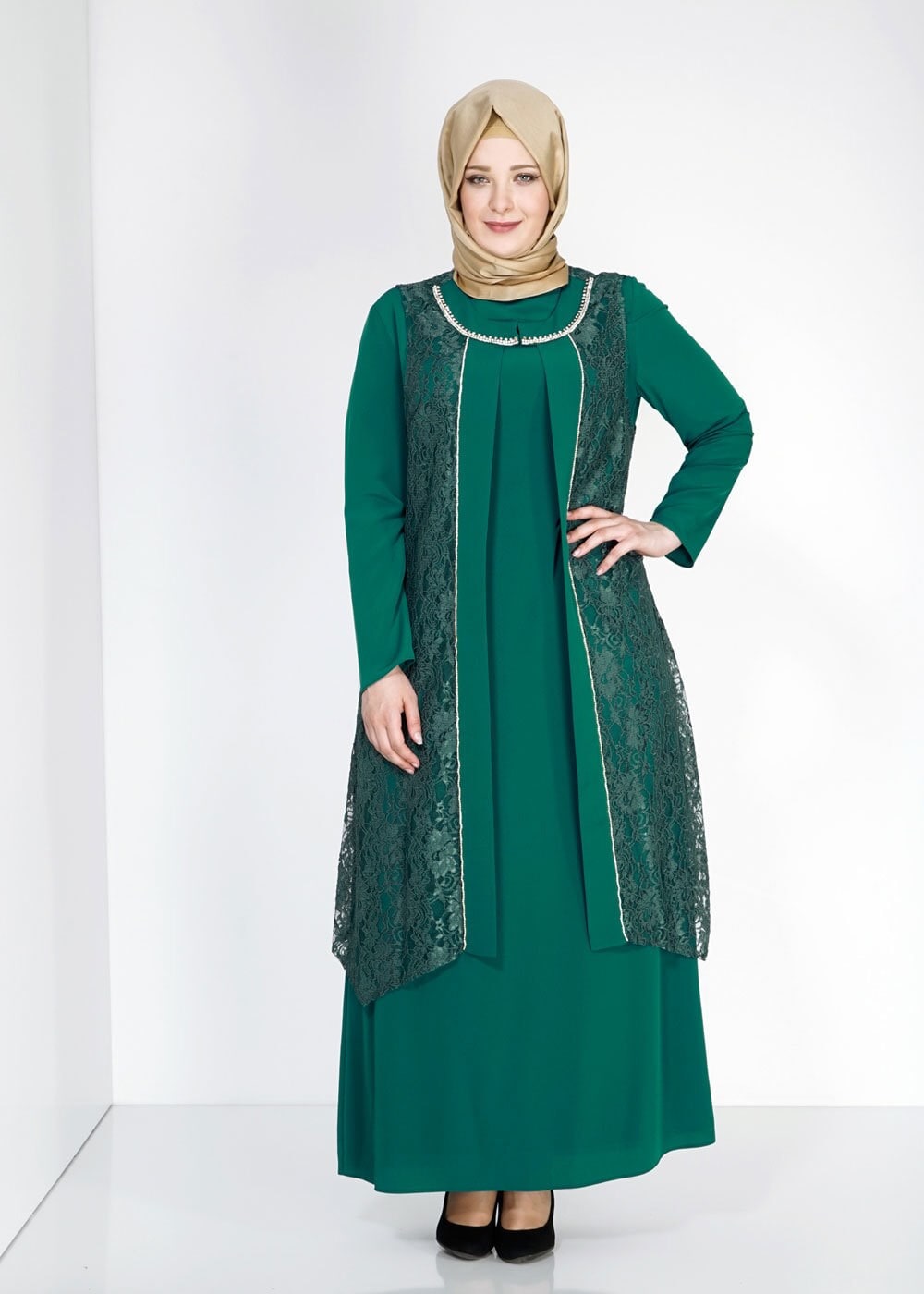 Tesettür giyim YEŞİL 5118 Criss Tesettür Abiye