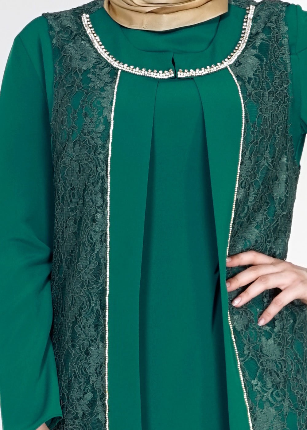 Tesettür giyim YEŞİL 5118 Criss Tesettür Abiye
