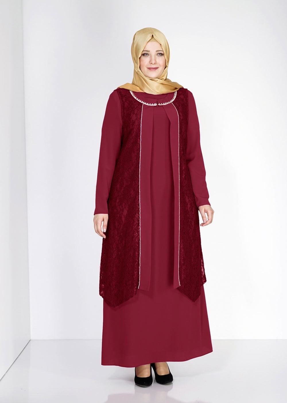 Tesettür giyim BORDO 5118 Criss Tesettür Abiye