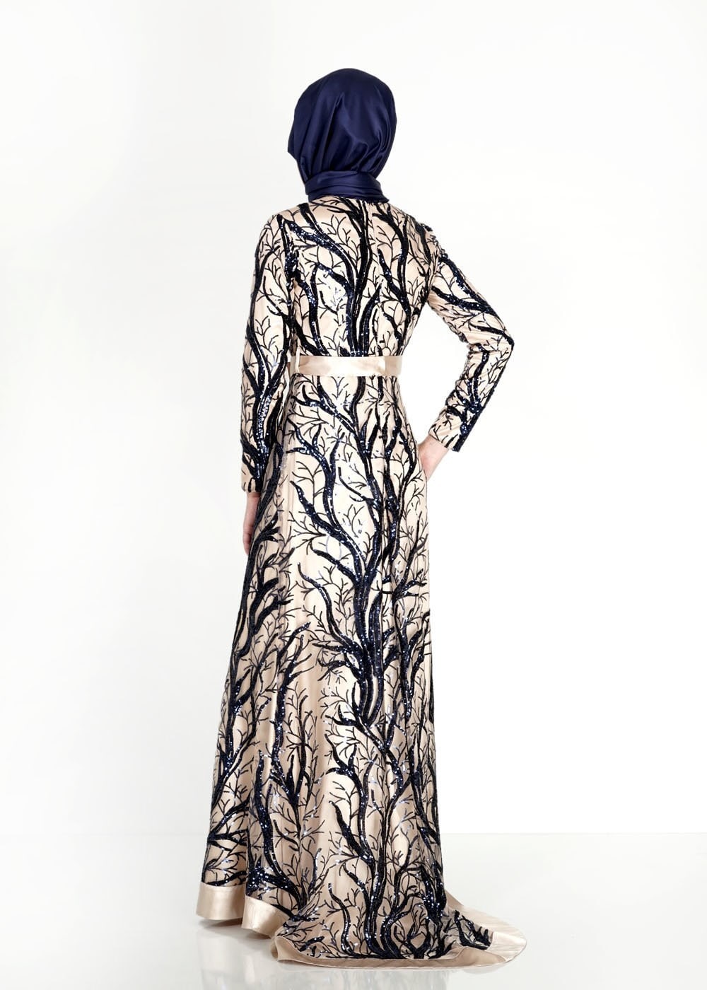 Tesettür giyim BEJ 5120 Çalı Payet Tesettür Abiye