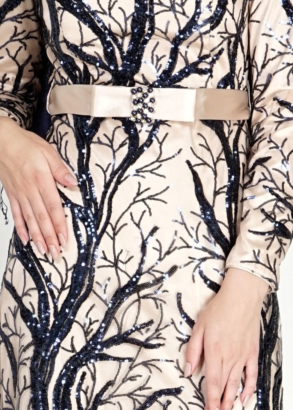 Tesettür giyim BEJ 5120 Çalı Payet Tesettür Abiye